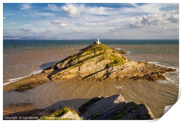 Mumbles Lighthouse, Wales Print by Dan Santillo