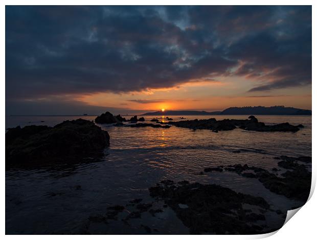 Plymouth Sound Sunset Print by Jon Rendle