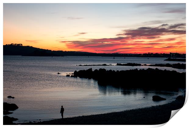 Plymouth Sound Sunset Print by Jon Rendle