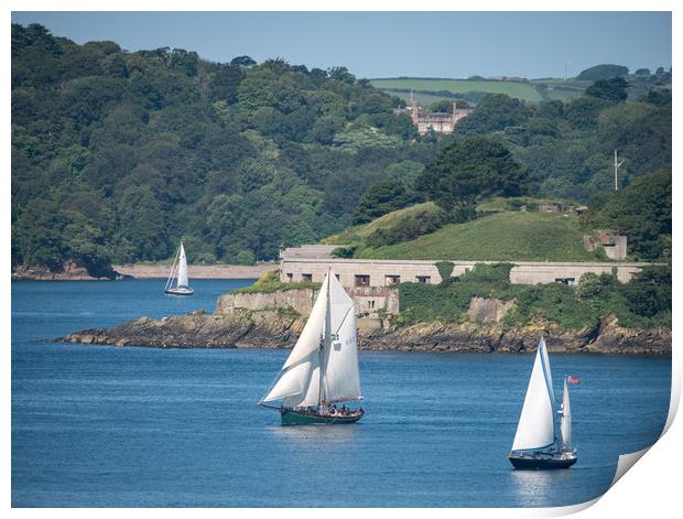 Old Sailing Boats Plymouth Print by Jon Rendle