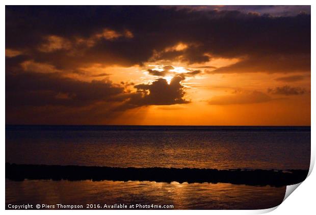 Indian Ocean Sunset Print by Piers Thompson
