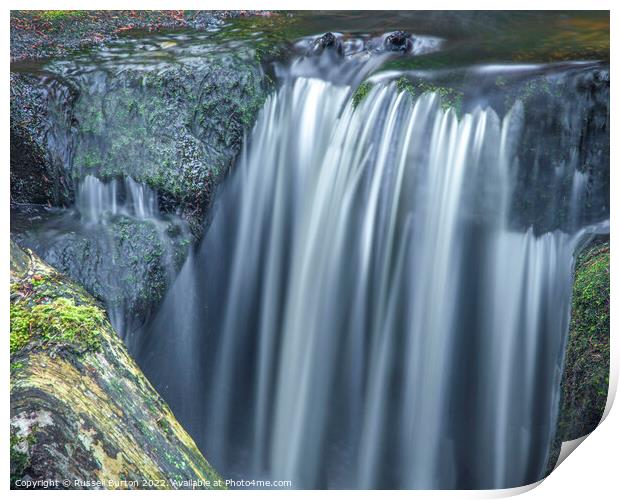 Wyming Brook waterfall Print by Russell Burton