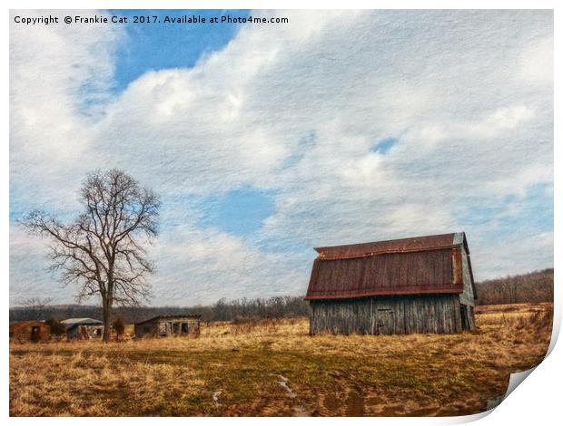 Old Barn with Outbuildings Print by Frankie Cat