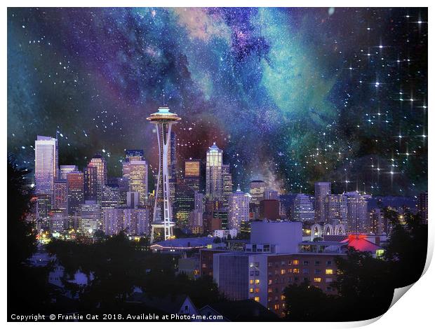 Spacey Seattle Print by Frankie Cat