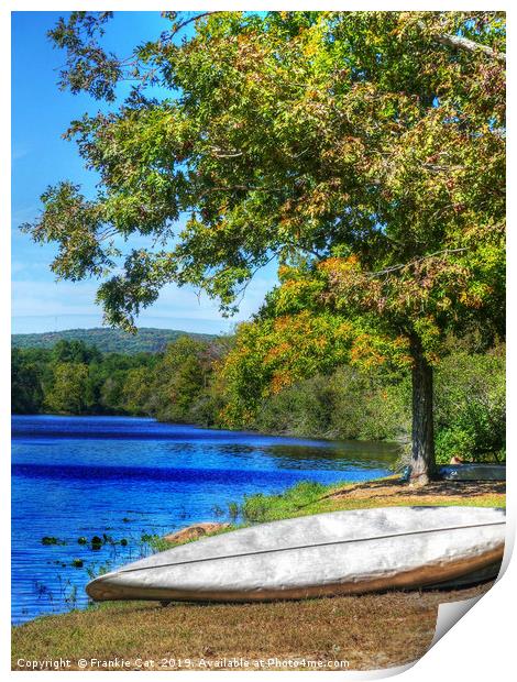 Shepherd Mountain Lake with Canoe  Print by Frankie Cat