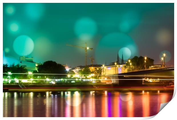 Bonn at night on the Rhine  Print by Dagmar Giers