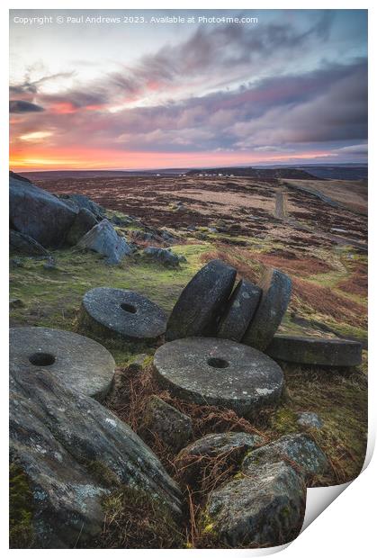 Stanage Millstones Print by Paul Andrews