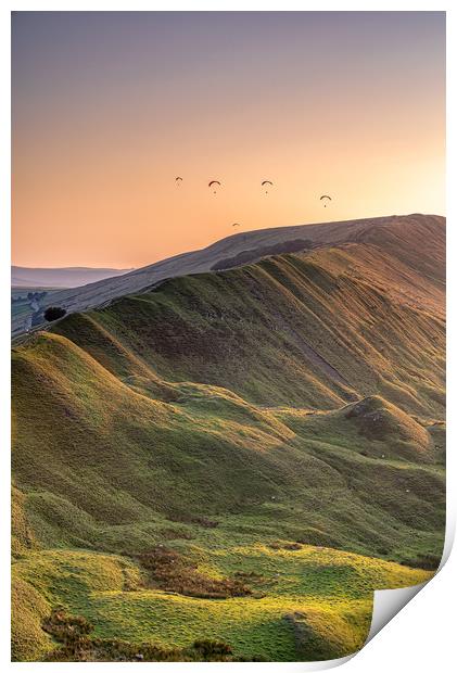 Rushup Paragliders Print by Paul Andrews