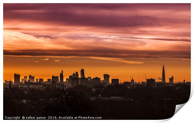Sunrise Over London Print by safeer qamar