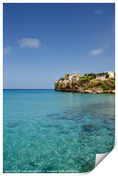 Turquoise Waters at Westpunt, Curacao Print by Kasia Design