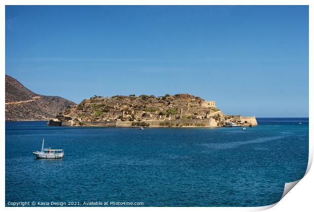 En Route from Spinalonga to Plaka, Crete, Greece Print by Kasia Design