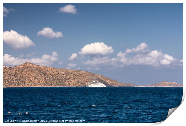 Luxury Yacht, Agios Nikolaos, Crete, Greece Print by Kasia Design