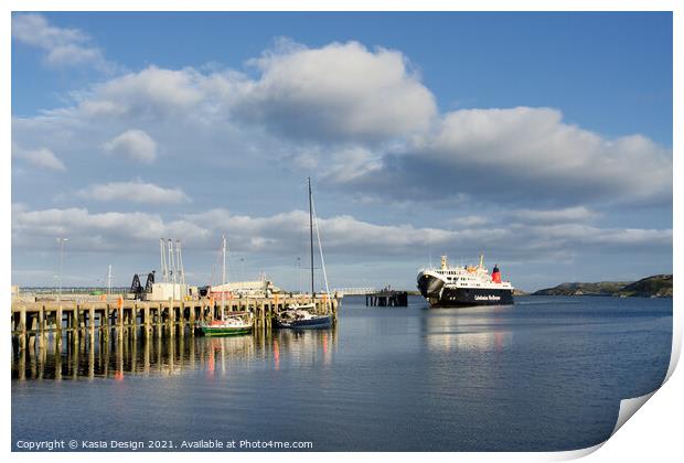 Ferry Arriving at Stornoway Harbour, Lewis Print by Kasia Design