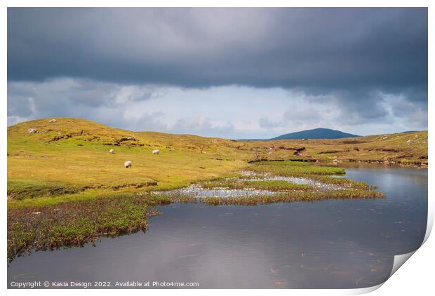 Remote Loch, North Uist, Outer Hebrides, Scotland Print by Kasia Design