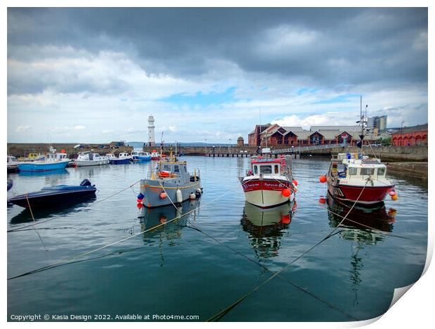 Colourful Newhaven Harbour Print by Kasia Design
