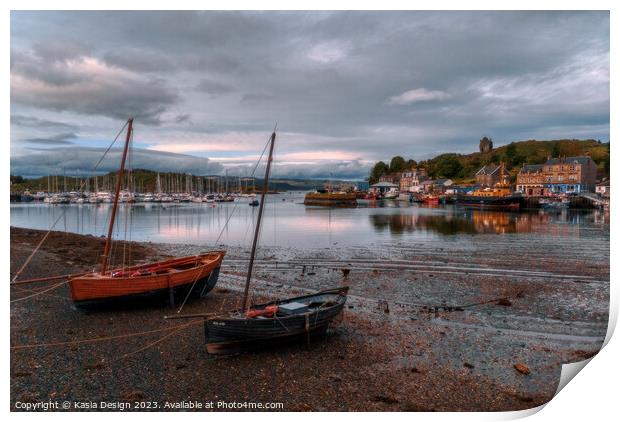 Traditional Fishing Boats in Tarbert Harbour Print by Kasia Design