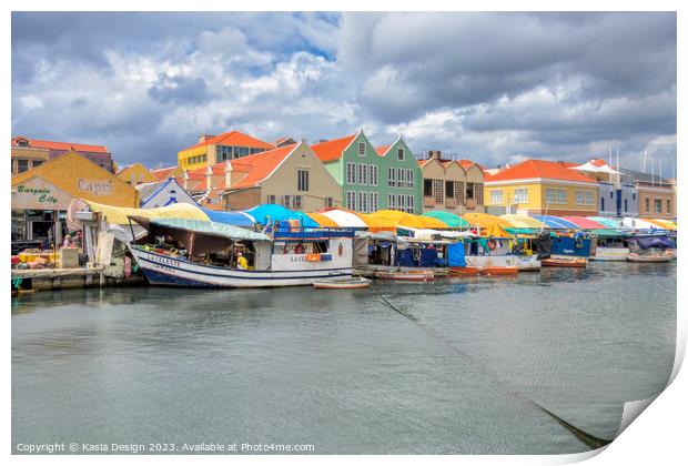 Picturesque Willemstad Floating Market Print by Kasia Design