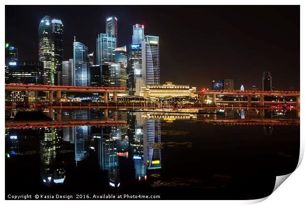 Glittering Singapore Skyline Print by Kasia Design