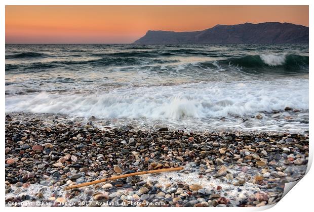 Dusk on Livadia Beach, Kissamos, Crete, Greece Print by Kasia Design