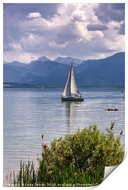 Yachting on Lake Chiem, Germany Print by Kasia Design