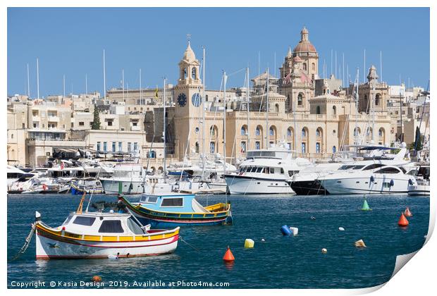 Vittoriosa Marina and Maltese Maritime Museum Print by Kasia Design