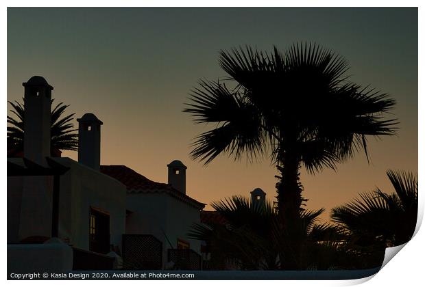Enjoying a Holiday Sunset under Palm Trees Print by Kasia Design