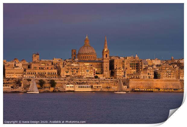 Malta: Valletta Dusk from Sliema Print by Kasia Design