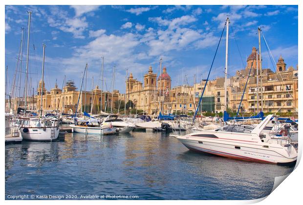 Malta: Vittoriosa Yachts and History Print by Kasia Design