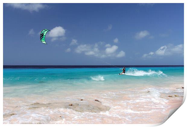 Bonaire: Kite Surfing at Atlantis Beach Print by Kasia Design