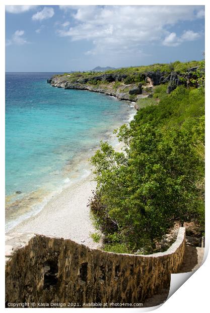 Thousand Steps Beach, Bonaire, Dutch Caribbean Print by Kasia Design