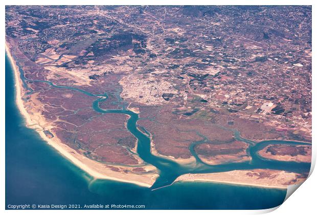 Flying over the Algarve, Portugal Print by Kasia Design