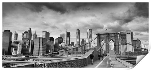 Brooklyn Bridge looking towards Manhattan Print by Clive Ashton