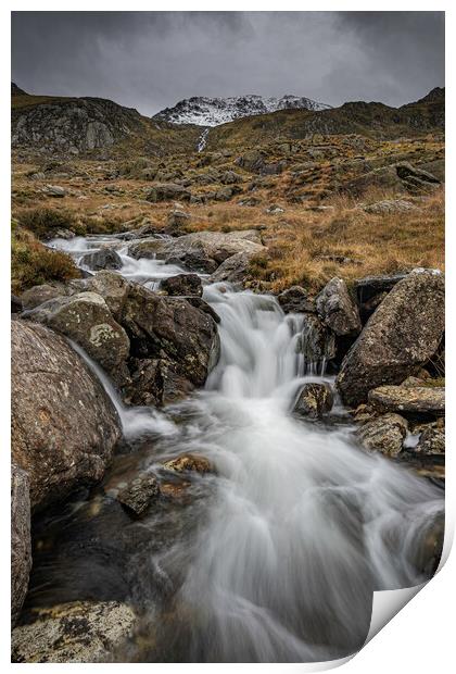 Welsh Wintery Waterfall Print by Clive Ashton