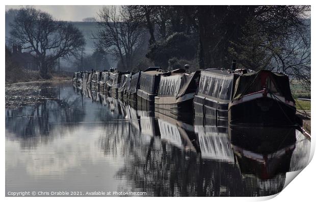 Narrow Boats on Chesterfield Canal Print by Chris Drabble