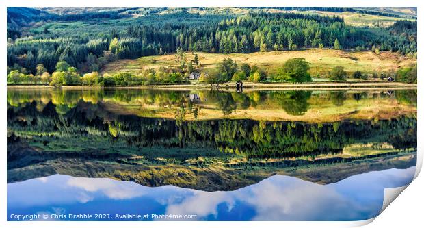 Autumn reflections, Loch Lubnaig Print by Chris Drabble