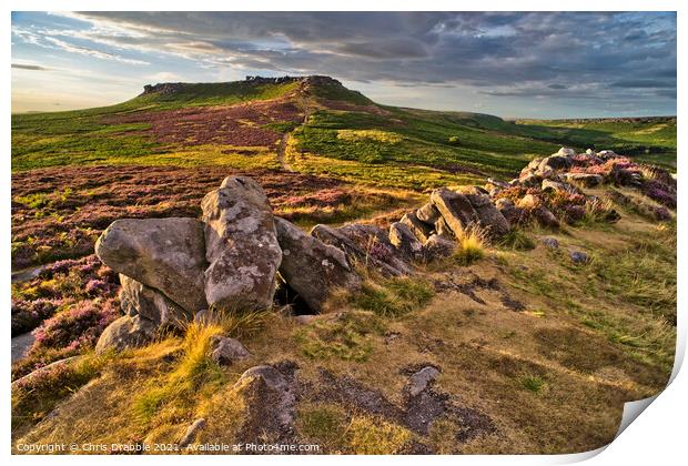 Higger Tor taken from defensive wall of Carl Wark Print by Chris Drabble