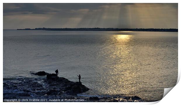 Ogmore by the Sea at sunset Print by Chris Drabble