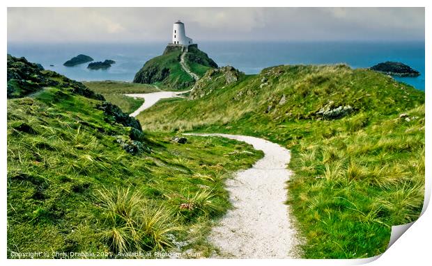 Llanddwyn Island Lighthouse Print by Chris Drabble