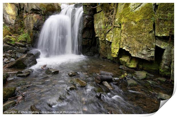 Lumsdale upper falls Print by Chris Drabble