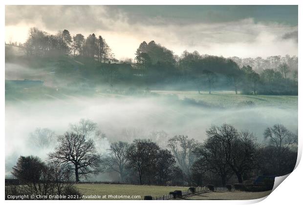 Morning mist in the Derwent Valley Print by Chris Drabble