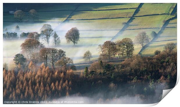 Derwent Valley Dawn Mist Print by Chris Drabble
