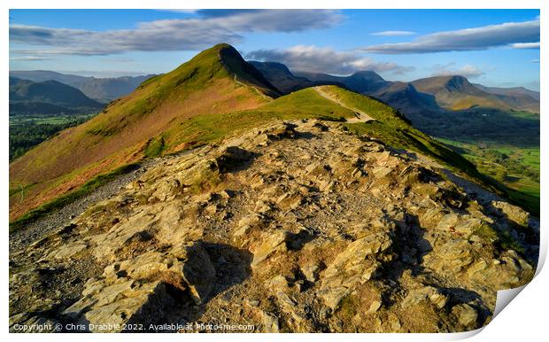 Catbells from Skelgill Bank in early light Print by Chris Drabble