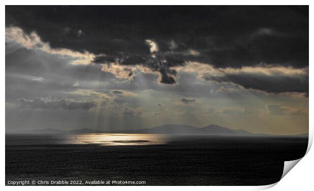 Looking West to Uist from Neist Point Print by Chris Drabble