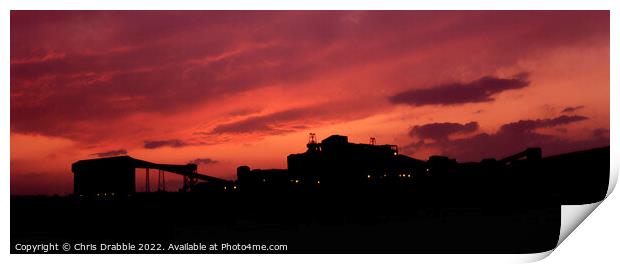 Thoresby Colliery sunset Print by Chris Drabble
