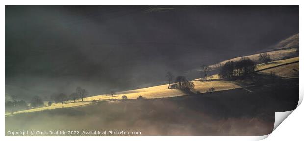 Winter light in the Derwent Valley Print by Chris Drabble