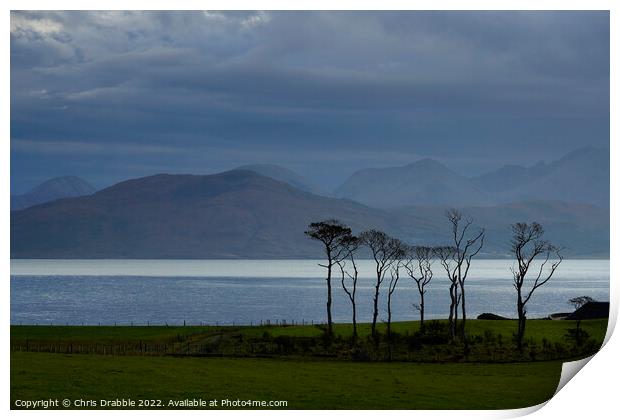 Winter light on Raasay Print by Chris Drabble