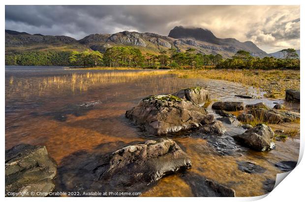 Slioch and Loch Maree in light Print by Chris Drabble