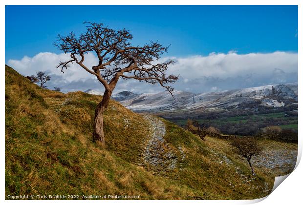 Edale during a flurry of snow Print by Chris Drabble