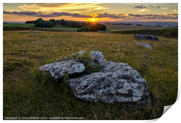 Arbor Low at sunset Print by Chris Drabble