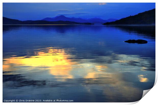 Last light on Loch Alsh Print by Chris Drabble